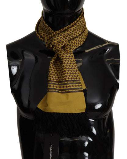 Foulard à franges en soie jaune à motifs Dolce & Gabbana