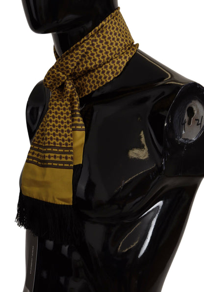 Foulard à franges en soie jaune à motifs Dolce & Gabbana
