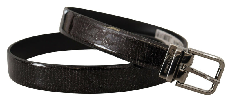 Ceinture Dolce &amp; Gabbana en cuir noir avec boucle en métal vernis