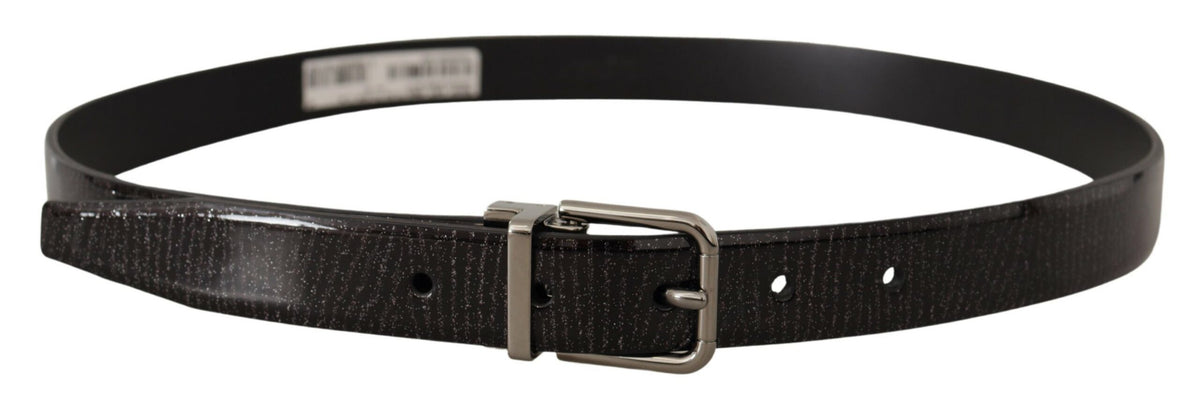 Ceinture Dolce &amp; Gabbana en cuir noir avec boucle en métal vernis