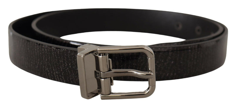 Ceinture Dolce &amp; Gabbana en cuir noir avec boucle en métal vernis