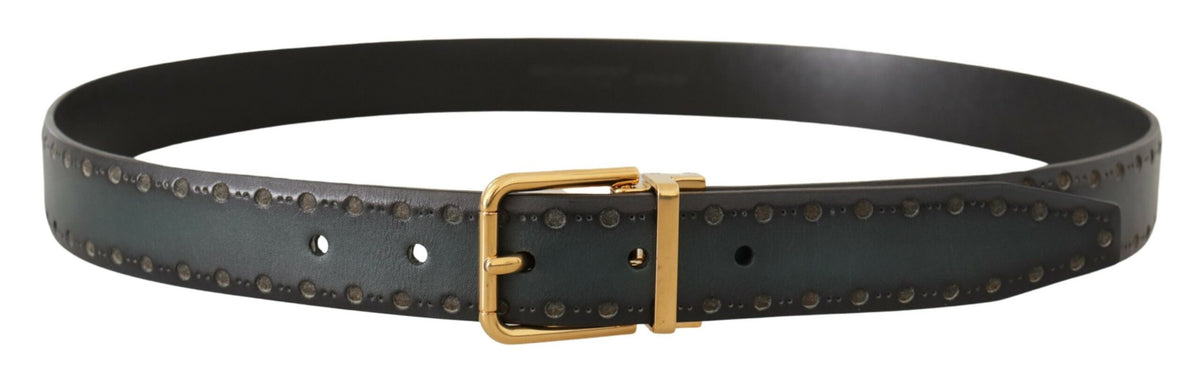 Ceinture en cuir perforé vert Dolce &amp; Gabbana en laiton et métal