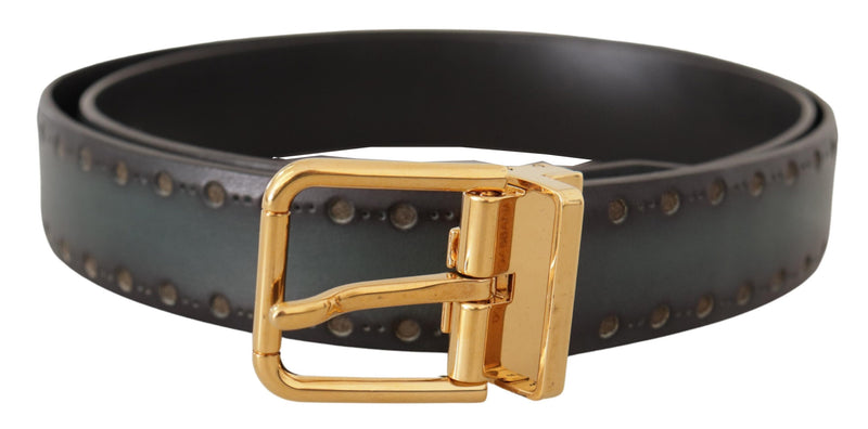 Ceinture en cuir perforé vert Dolce &amp; Gabbana en laiton et métal