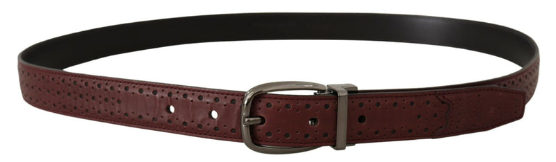 Ceinture Dolce &amp; Gabbana en cuir perforé marron avec boucle en métal