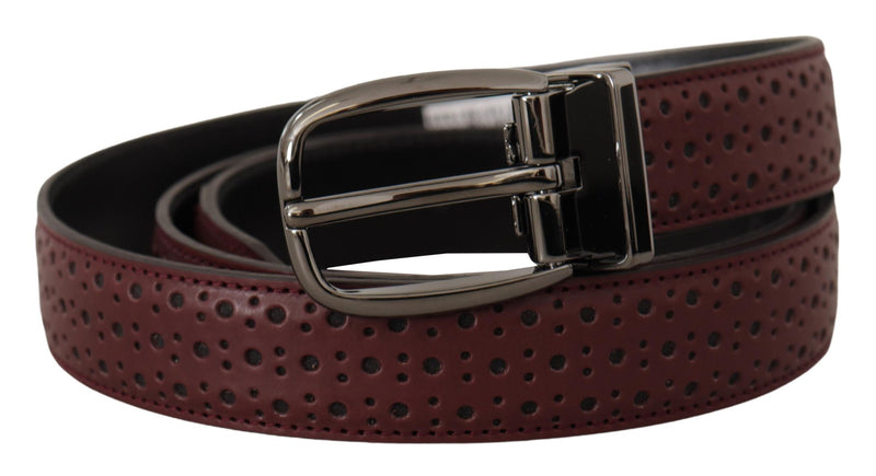 Ceinture Dolce &amp; Gabbana en cuir perforé marron avec boucle en métal