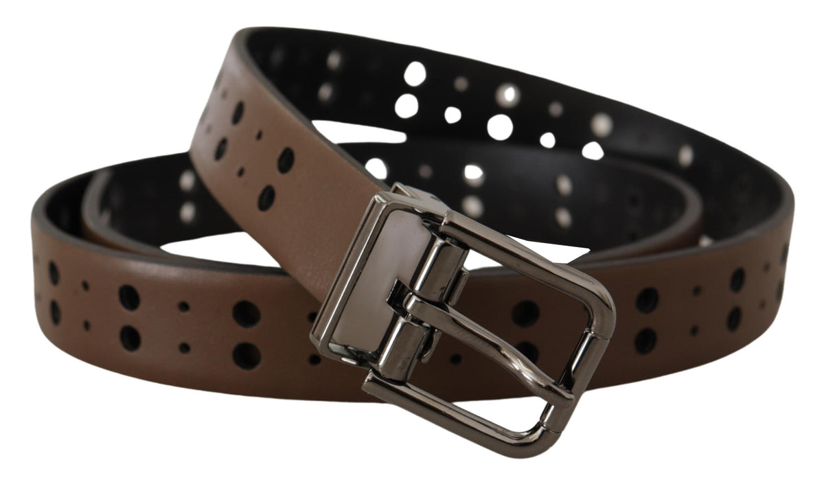 Ceinture en cuir perforé marron foncé Dolce &amp; Gabbana