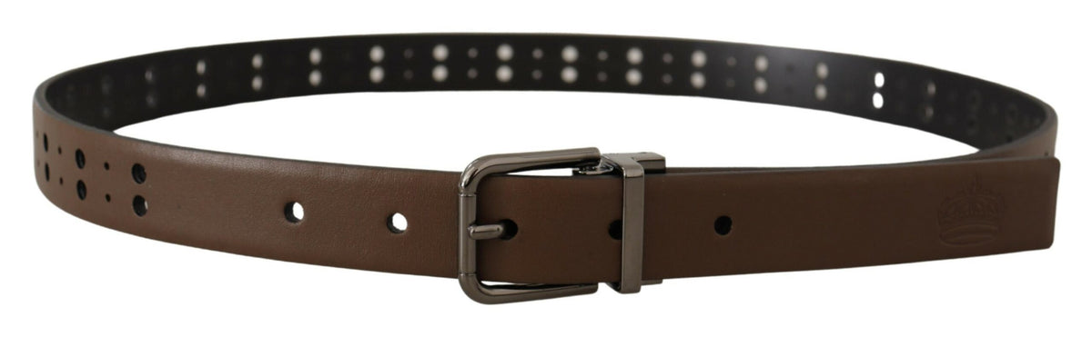 Ceinture en cuir perforé marron foncé Dolce &amp; Gabbana