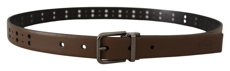 Ceinture en cuir perforé marron foncé Dolce &amp; Gabbana