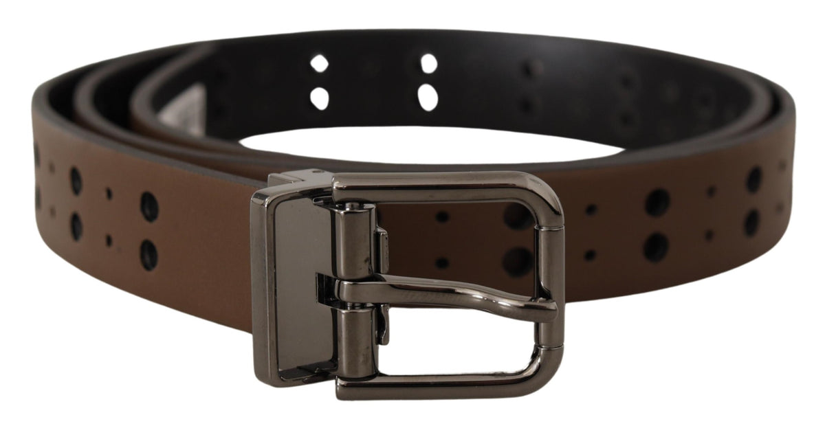 Ceinture en cuir perforé marron foncé Dolce &amp; Gabbana