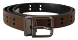 Ceinture en cuir perforé marron foncé Dolce &amp; Gabbana