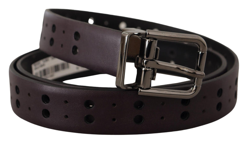 Ceinture Dolce &amp; Gabbana en cuir bordeaux avec boucle en métal perforé