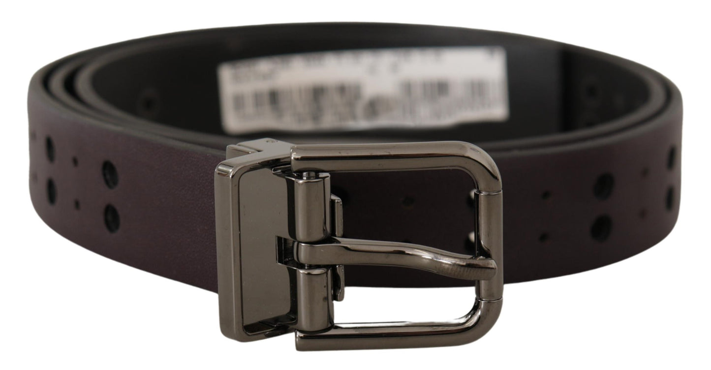 Ceinture Dolce &amp; Gabbana en cuir bordeaux avec boucle en métal perforé