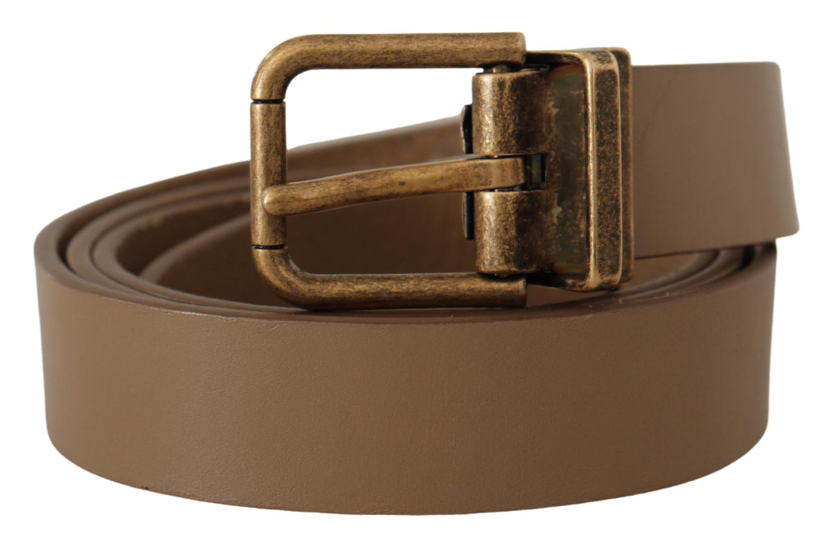 Ceinture classique Dolce &amp; Gabbana en cuir marron massif avec boucle en laiton