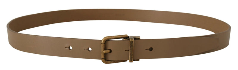 Ceinture classique Dolce &amp; Gabbana en cuir marron massif avec boucle en laiton