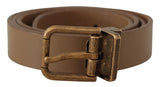 Ceinture classique Dolce &amp; Gabbana en cuir marron massif avec boucle en laiton