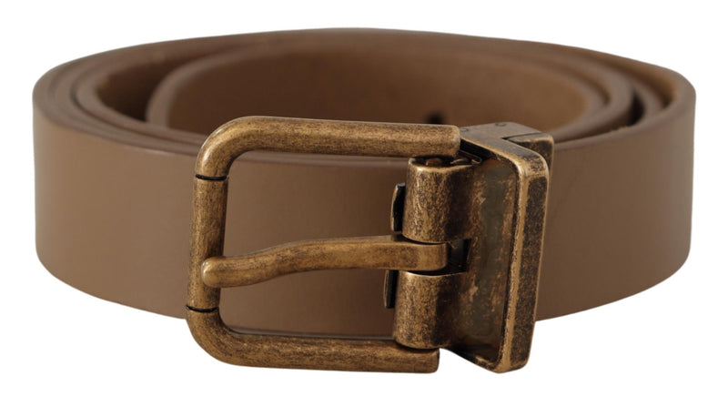 Ceinture classique Dolce &amp; Gabbana en cuir marron massif avec boucle en laiton