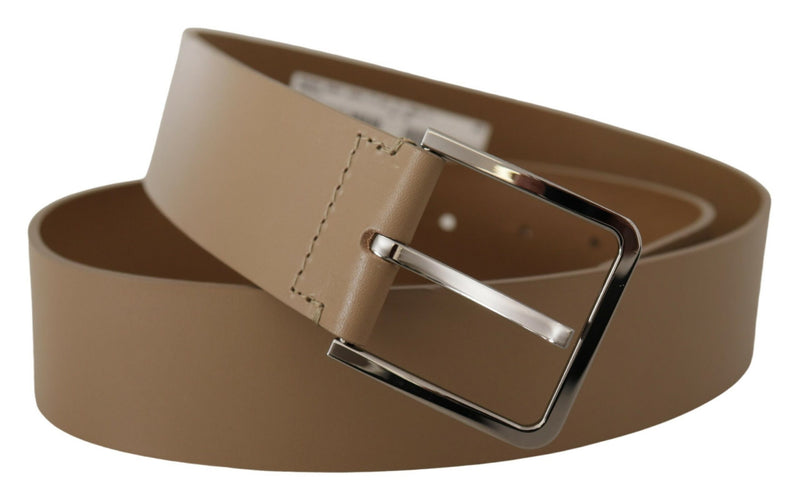 Ceinture large en cuir de veau beige Dolce &amp; Gabbana en métal argenté