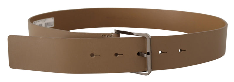 Ceinture large en cuir de veau beige Dolce &amp; Gabbana en métal argenté