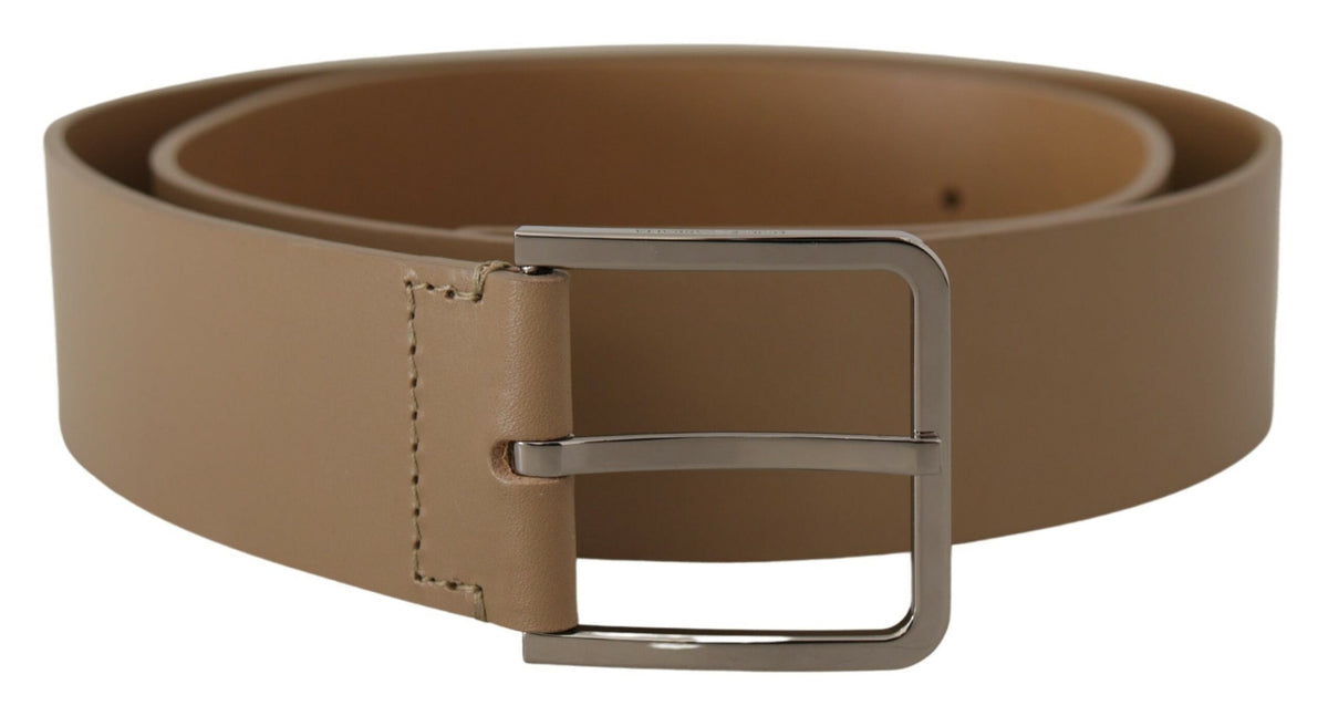 Ceinture large en cuir de veau beige Dolce &amp; Gabbana en métal argenté