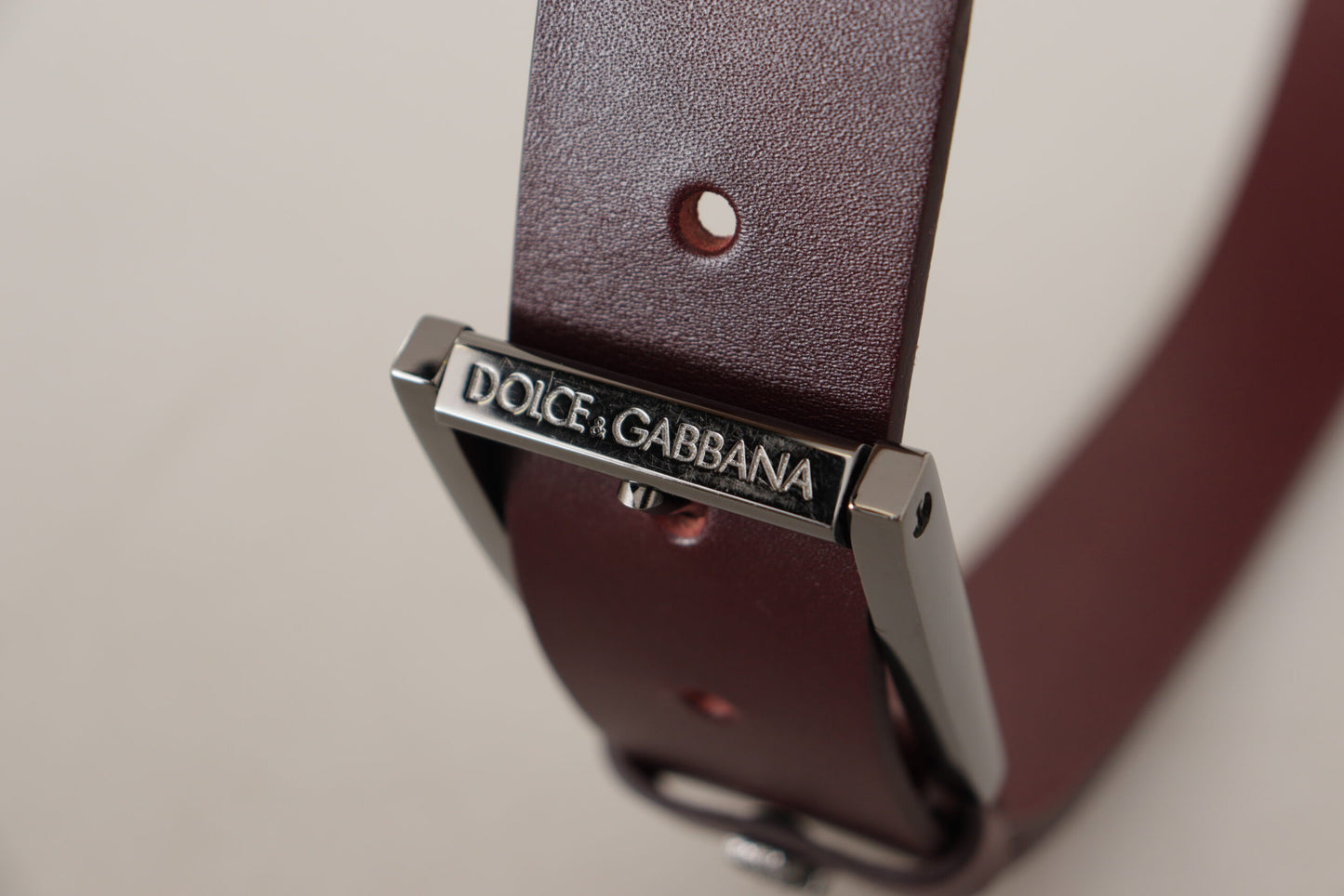 Ceinture Dolce &amp; Gabbana en cuir marron avec boucle couronne en métal argenté