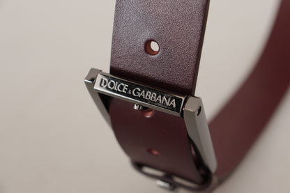 Ceinture Dolce &amp; Gabbana en cuir marron avec boucle couronne en métal argenté