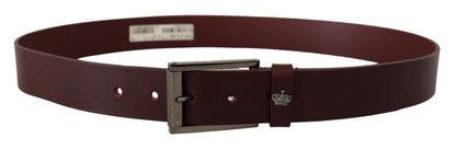 Ceinture Dolce &amp; Gabbana en cuir marron avec boucle couronne en métal argenté