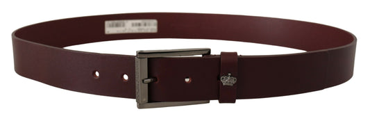 Ceinture Dolce &amp; Gabbana en cuir marron avec boucle couronne en métal argenté