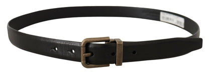 Ceinture Dolce &amp; Gabbana en cuir de veau noir avec boucle carrée en laiton brossé