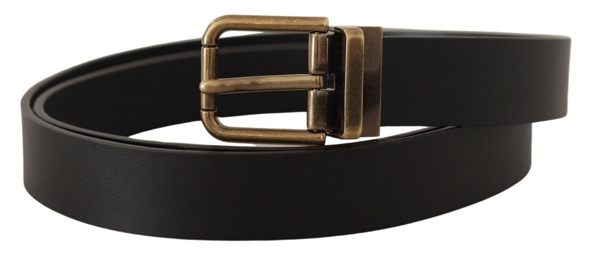 Ceinture Dolce &amp; Gabbana en cuir noir avec boucle en métal et laiton
