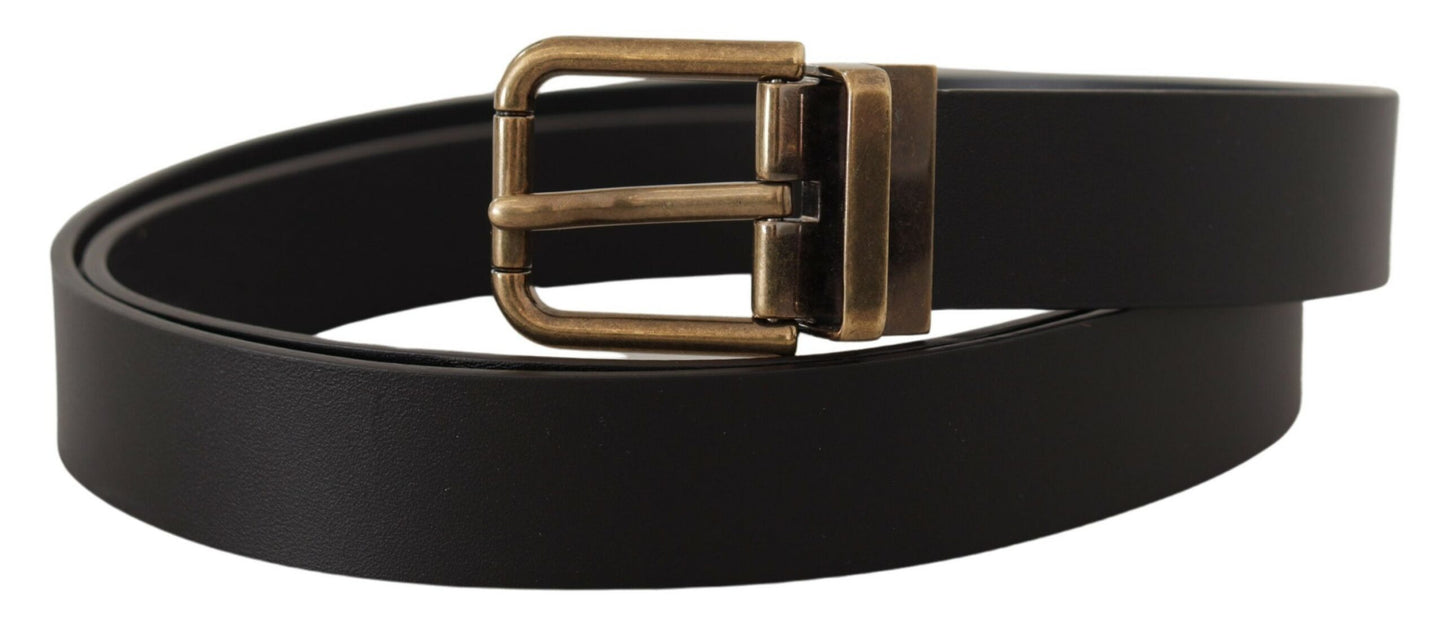 Ceinture Dolce &amp; Gabbana en cuir noir avec boucle en métal et laiton