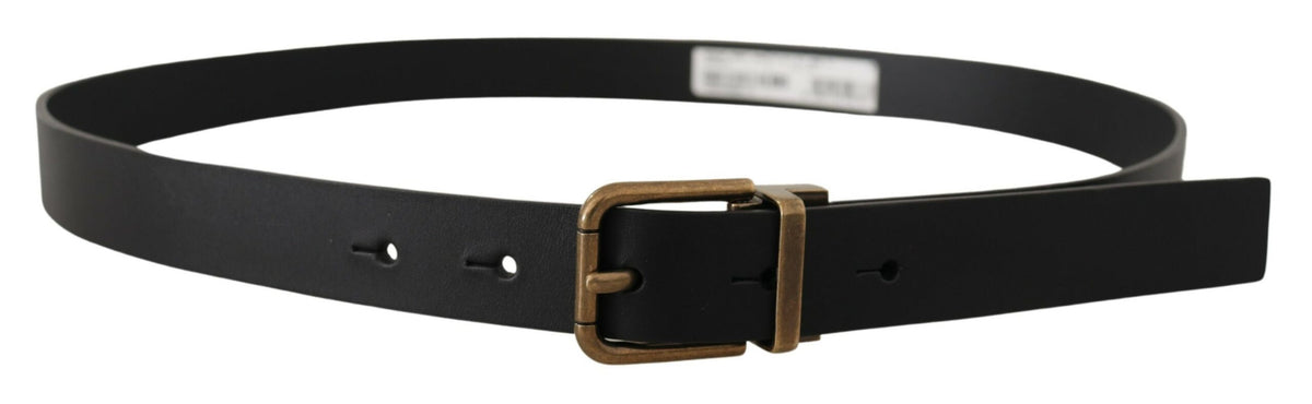 Ceinture Dolce &amp; Gabbana en cuir noir avec boucle en métal et laiton