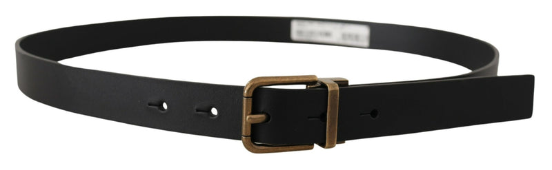 Ceinture Dolce &amp; Gabbana en cuir noir avec boucle en métal et laiton