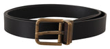 Ceinture Dolce &amp; Gabbana en cuir noir avec boucle en métal et laiton