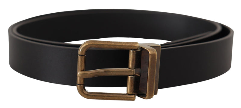 Ceinture Dolce &amp; Gabbana en cuir noir avec boucle en métal et laiton