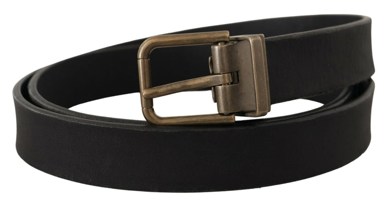 Ceinture classique Dolce &amp; Gabbana en cuir noir avec boucle en métal et laiton