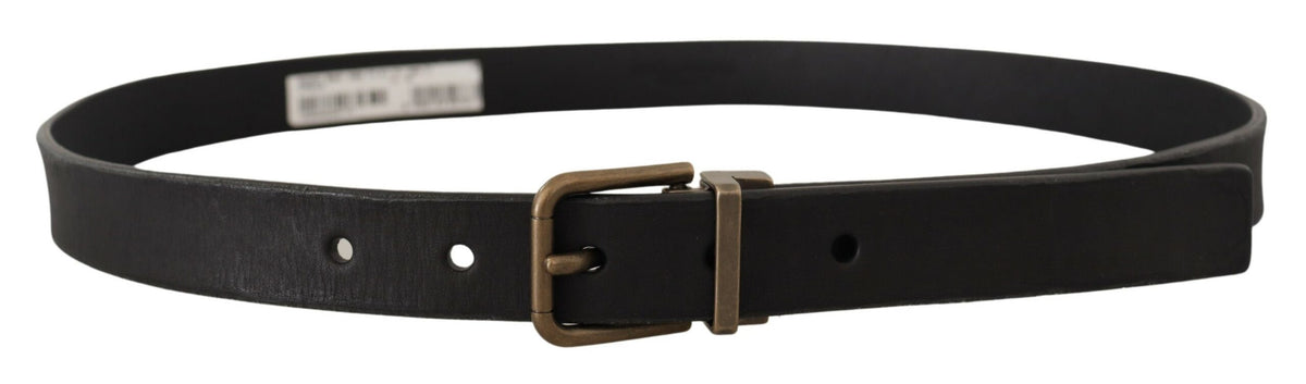 Ceinture classique Dolce &amp; Gabbana en cuir noir avec boucle en métal et laiton