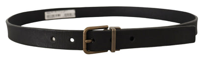 Ceinture classique Dolce &amp; Gabbana en cuir noir avec boucle en métal et laiton