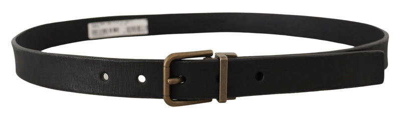 Ceinture classique Dolce &amp; Gabbana en cuir noir avec boucle en métal et laiton