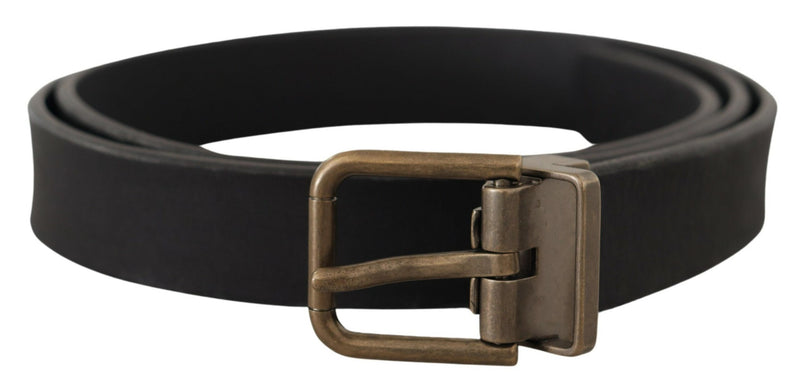 Ceinture classique Dolce &amp; Gabbana en cuir noir avec boucle en métal et laiton