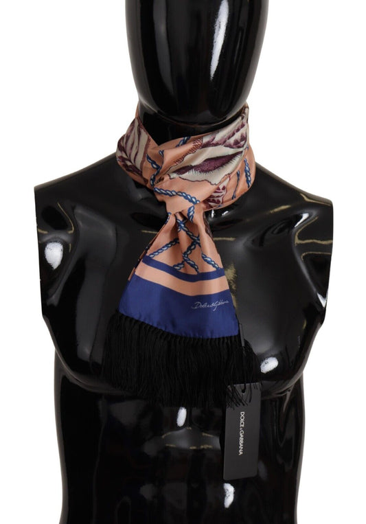 Foulard châle à franges et logo DG à motifs coquillages multicolores Dolce &amp; Gabbana