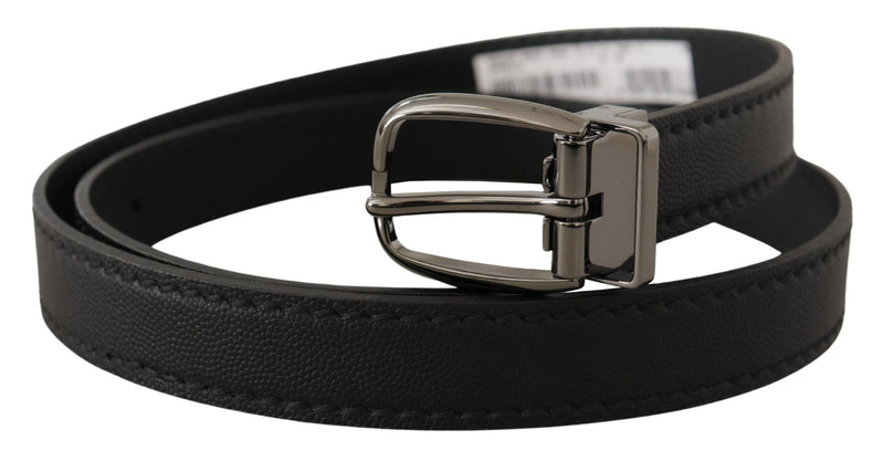 Ceinture en cuir noir avec boucle en métal et logo Dolce &amp; Gabbana