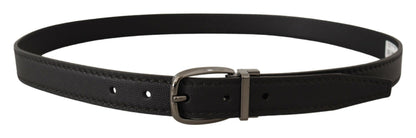 Ceinture en cuir noir avec boucle en métal et logo Dolce &amp; Gabbana