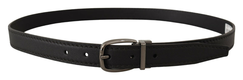 Ceinture en cuir noir avec boucle en métal et logo Dolce &amp; Gabbana