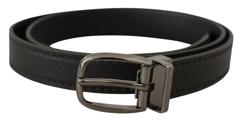 Ceinture en cuir noir avec boucle en métal et logo Dolce &amp; Gabbana