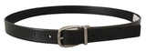 Ceinture Dolce &amp; Gabbana en cuir noir avec boucle en métal chromé argenté et logo