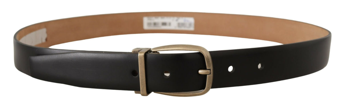 Ceinture Dolce &amp; Gabbana en cuir noir et marron avec boucle en métal vintage