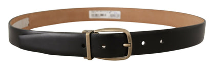 Ceinture Dolce &amp; Gabbana en cuir noir et marron avec boucle en métal vintage