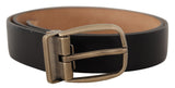 Ceinture Dolce &amp; Gabbana en cuir noir et marron avec boucle en métal vintage