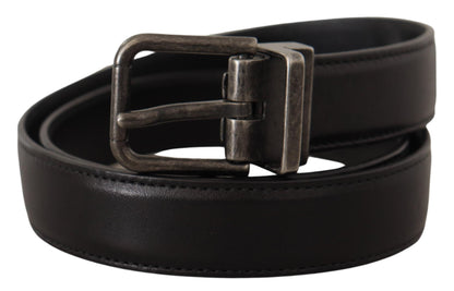 Ceinture Dolce & Gabbana en cuir de veau noir avec boucle en métal et logo