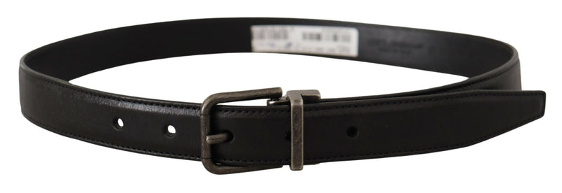 Ceinture Dolce &amp; Gabbana en cuir de veau noir avec boucle en métal et logo